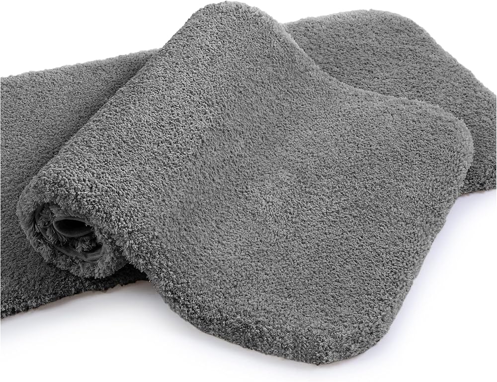 Non Slip Bath Mat 2 Pack Thick Microfiber 50x80cm Dark Gray