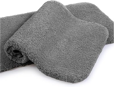 Non Slip Bath Mat 2 Pack Thick Microfiber 50x80cm Dark Gray