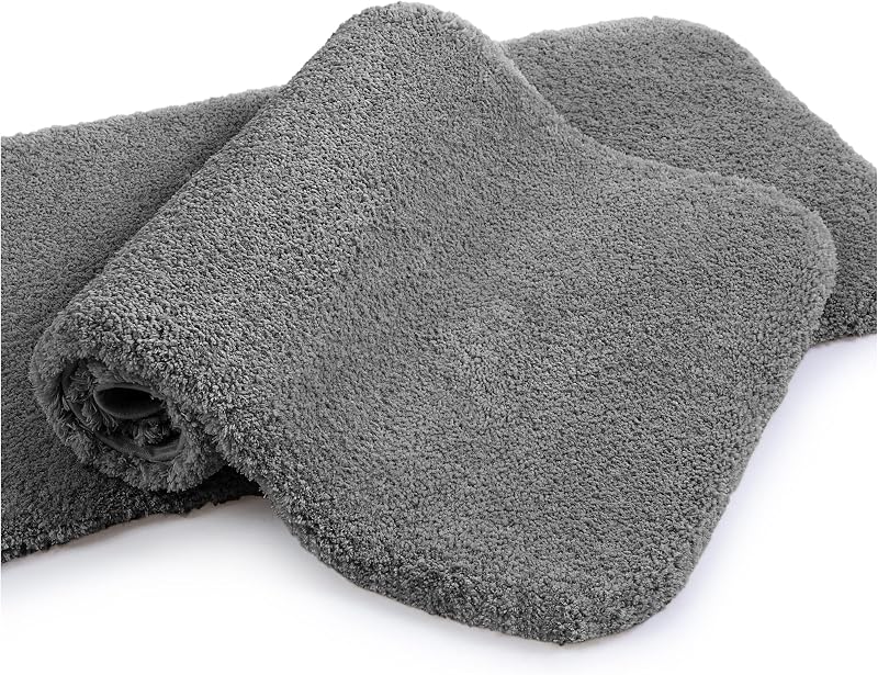 Non Slip Bath Mat 2 Pack Thick Microfiber 50x80cm Dark Gray