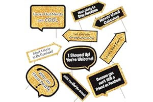 JAZZOO High School Class Reunion Photo Booth Props - School Class Reunion Party Decorations - Funny Class Reunion Photo Props - 10pcs (Black & Gold)