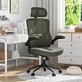 CYKOV Ergonomic Office Chair with Adjustable Headrest & Lumbar Support - High Back Desk Chair with Flip-Up Arms, 360 Swivel E