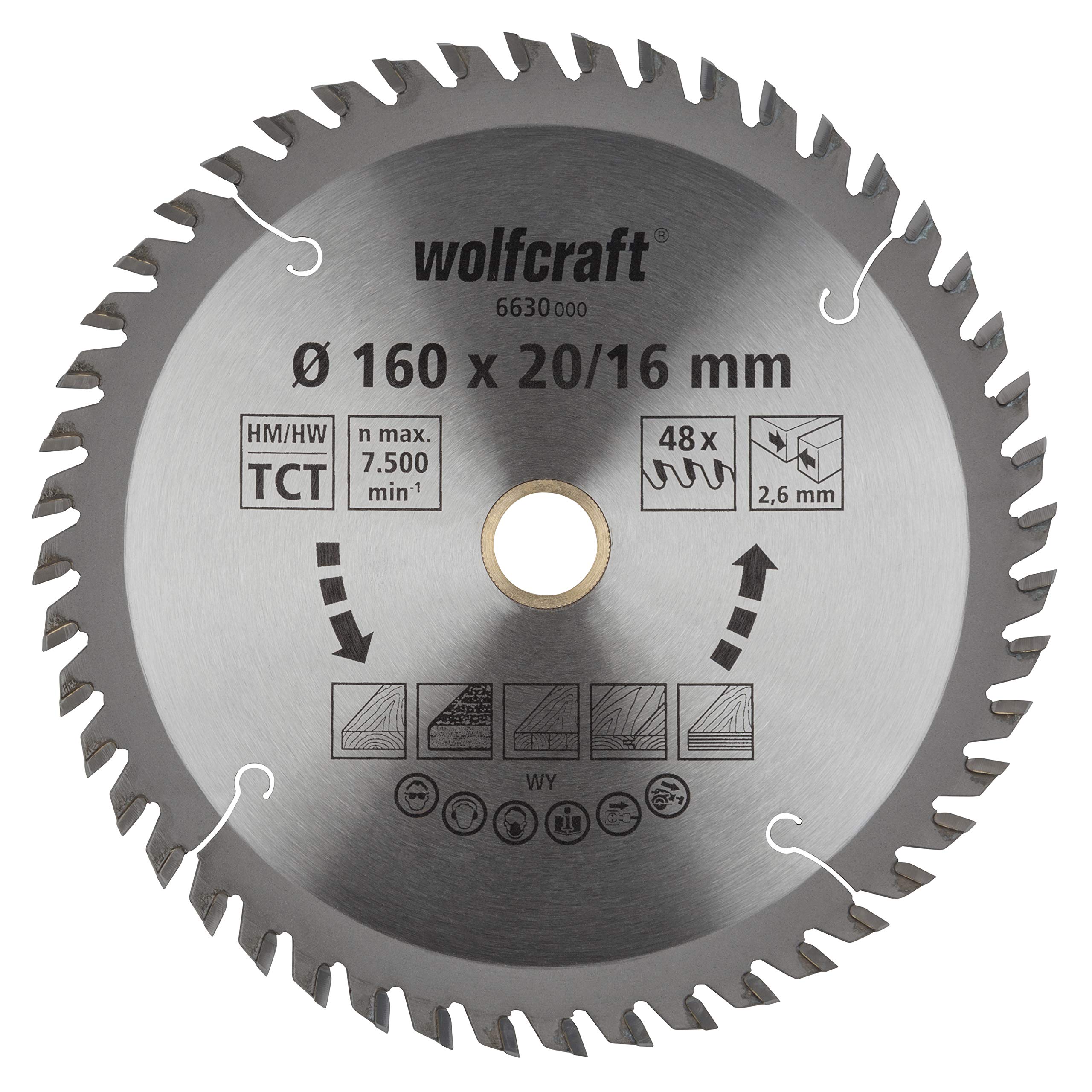 wolfcraft TC Circular Hand Saw Blade, orange series I 6630000 I Fine, clean cuts