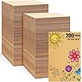 QLOUNI 200 Pack Corrugated Cardboard Sheets 5x7 Inch, 1/8" Thickened, Flat Cardboard Pads for Packaging, Mailing, Shipping, Crafts - B-Flute, Brown