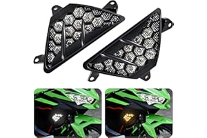 VEISUTOR LED Front Turn Signal Indicator Light for Ninja400 13-24, Amber Turning Lamp and White Daytime Running Lights Lamp for Kawasaki Ninja 400 Ninja 300 Ninja 650 Ninja 1000 2013-2024 Accessories