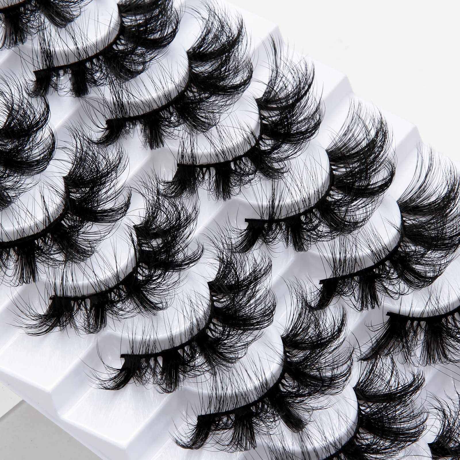 Leipple False Eyelashes 8 Pairs - Professional Reusable 8D Lashes - Natural Wispy Thick Fluffy Fake Eyelashes Faux Eyelashes (QZ-01)