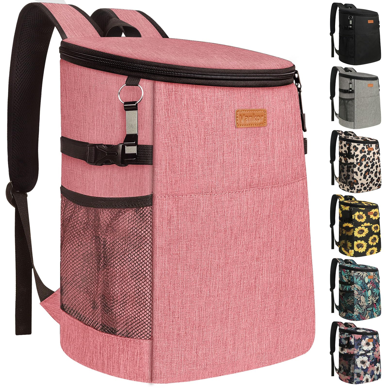Photo 1 of Camping Cooler Backpack 30 Cans, Soft Backpack Coolers Insulated Leak Proof Travel Cooler Bag Waterproof Lunch Picnic Beach Work Trip Thermal Drink Beverage Beer Bag Coral Red