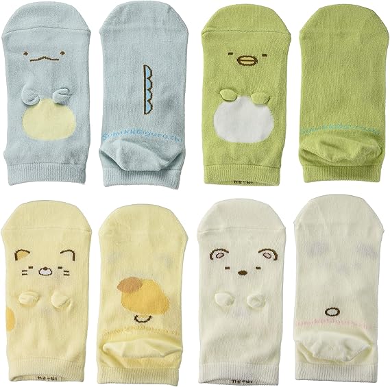 Amazon オカモト すみっコぐらし パペット風 靴下 キッズ 4柄セットスニーカーソックス しろくま ねこ とかげ ぺんぎん かわいい すみっこ プレゼント 子供 親子 お揃い O910 4504 アソート 19 24 ソックス 通販