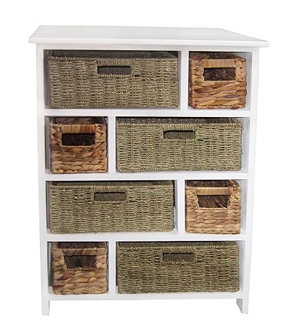 Btm Large Chest Of Drawers With 8 Hyacinth And Seagrass Baskets