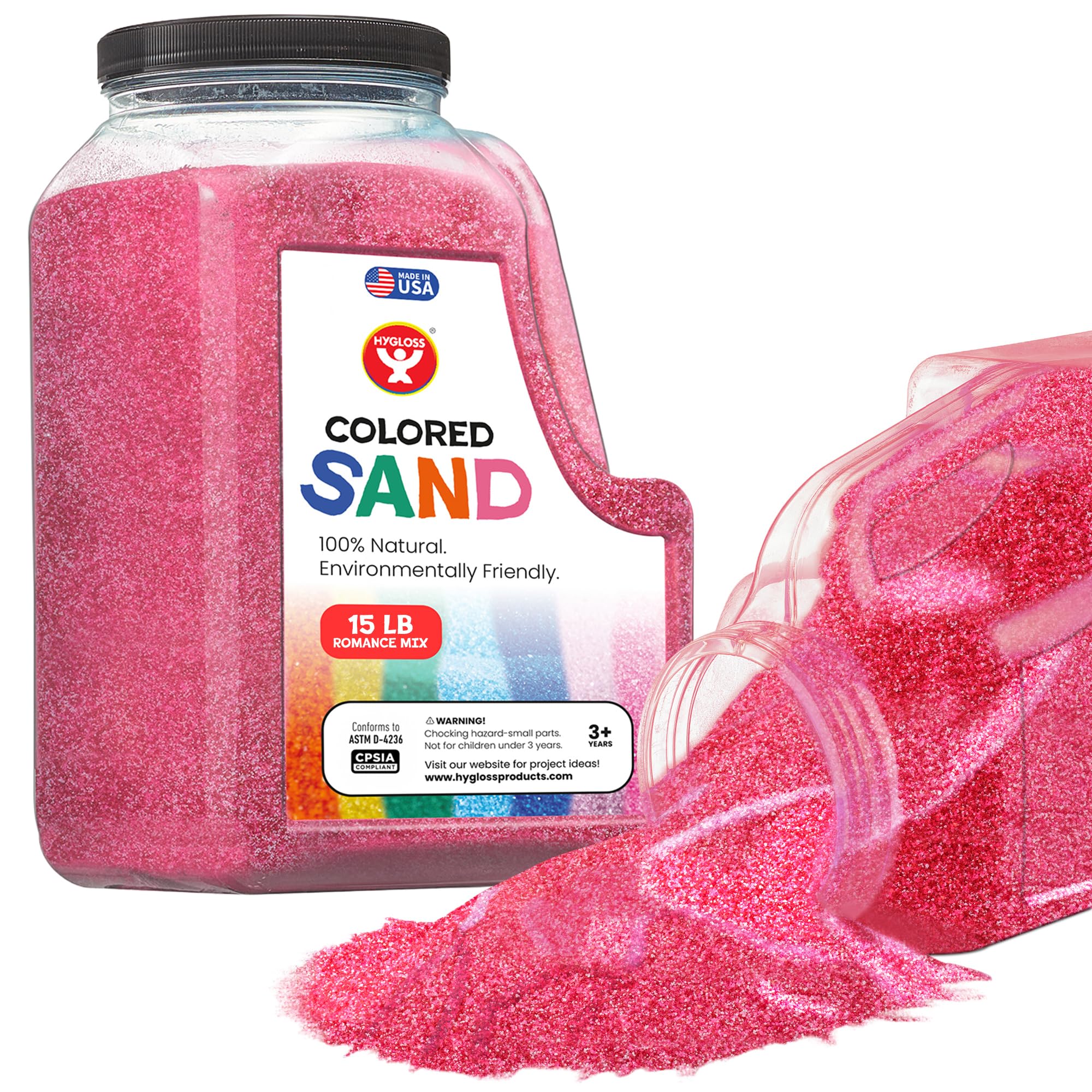 Hygloss Colored Sand – Romance Red, Pink & White Color Love Themed Craft Sand for Art, Valentine’s Day, Wedding, DIY Decor, Kids Party Crafts – 100% Natural & Environmentally Friendly (15 lb Bottle) Image