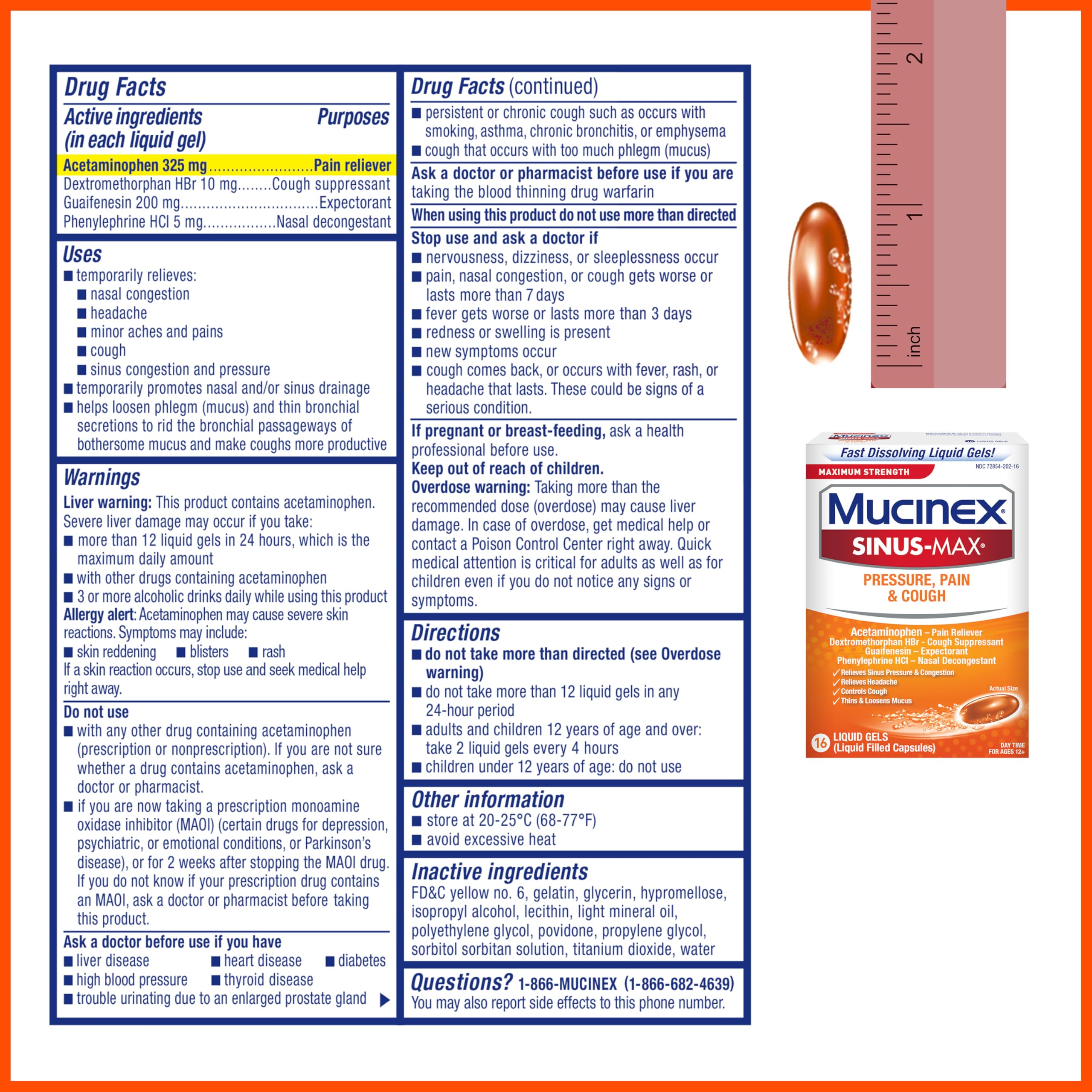 Mucinex Sinus-Max Liquid Gels for Severe Congestion Relief, 16 Count