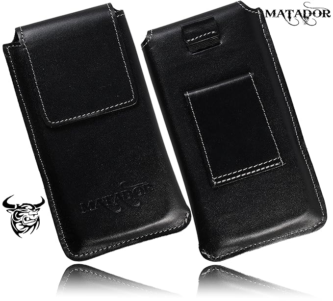 MATADOR Slim Design Echt Ledertasche Alcatel One Touch Pop C7 7041D Handytasche Hülle Schutz Etui Vertikaltasche mit verdeckt