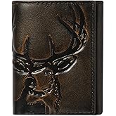 House of Jack Co. Deer Trifold Wallet for Men, Leather Hunting Wallet with Full-Grain Leather, Extra-Capacity Organization, Black