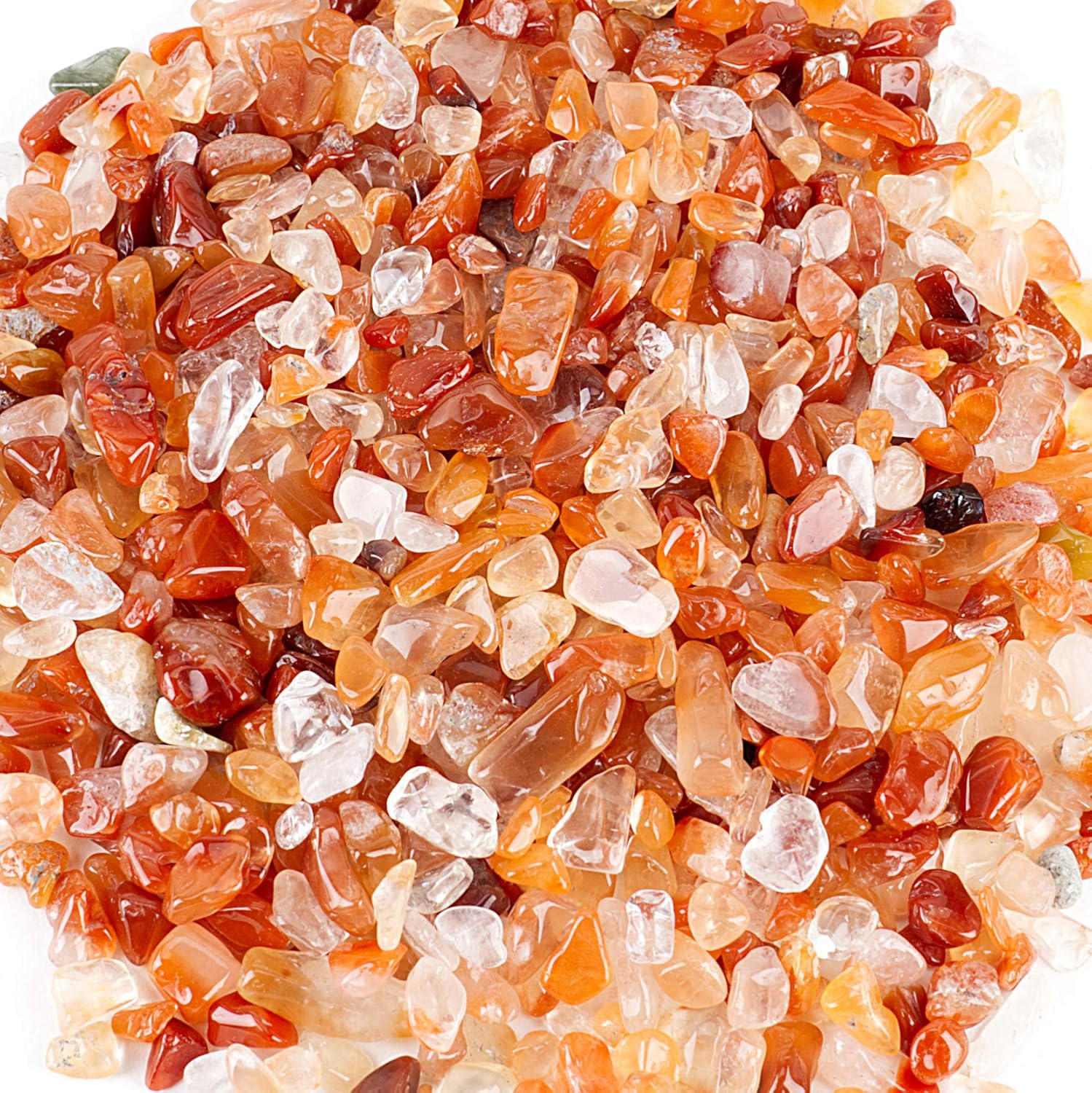 Indoor Fountains & Accessories - Cherry Tree Collection 1/2 Pound Polished Tumbled Gemstone Chips, Pebbles, Crystals for Decoration, Healing, Reiki, Chakra (Carnelian)