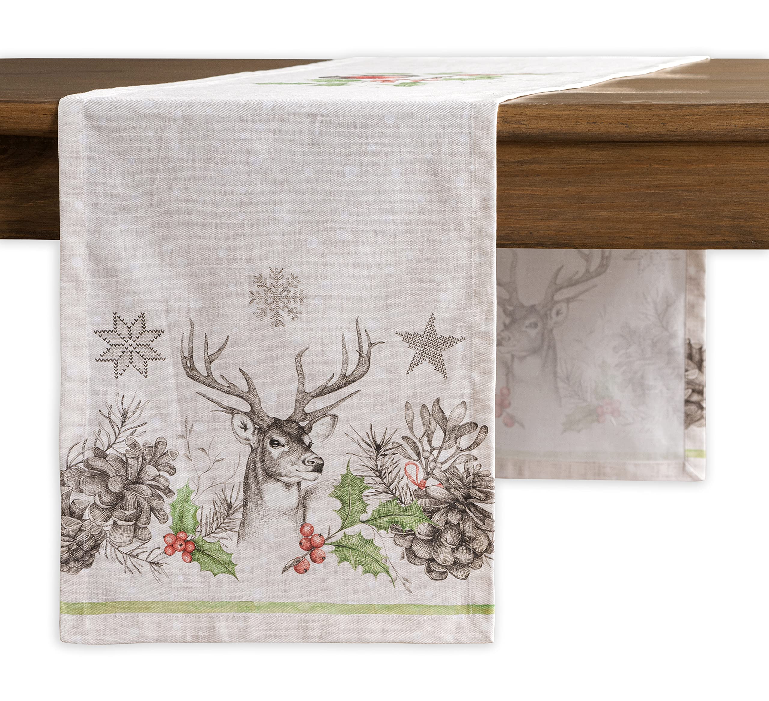 Maison d' Hermine Table runner 100% Cotton Single Layer Table Runners 230 CM long for Christmas Decorations Home Kitchen Dining Party Wedding Bridal Shower (Christmas Dew, 37 cm x 230 cm)