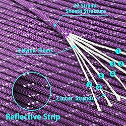 VVAAGG Reflective Paracord Rope 100FT, 7 Strand