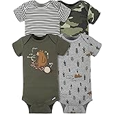 Gerber Baby Boys' 4-Pack Short Sleeve Onesies Bodysuits