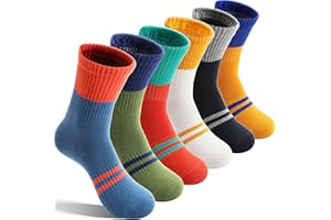 EBMORE 6 Pairs Kids Boys Socks Soft Cotton Youth Socks Athletic Basketball Sport Breathable Crew for Outdoor