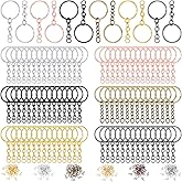 Hotop 360 Pcs Key Rings for Crafts Keychain Making Kit Including 90 Open Jump Rings Connectors, 180 Small Screw Eye Pins Hooks Bulk for DIY Keychain Supplies Crafts Jewelry Making(25 mm,Mixed Color)