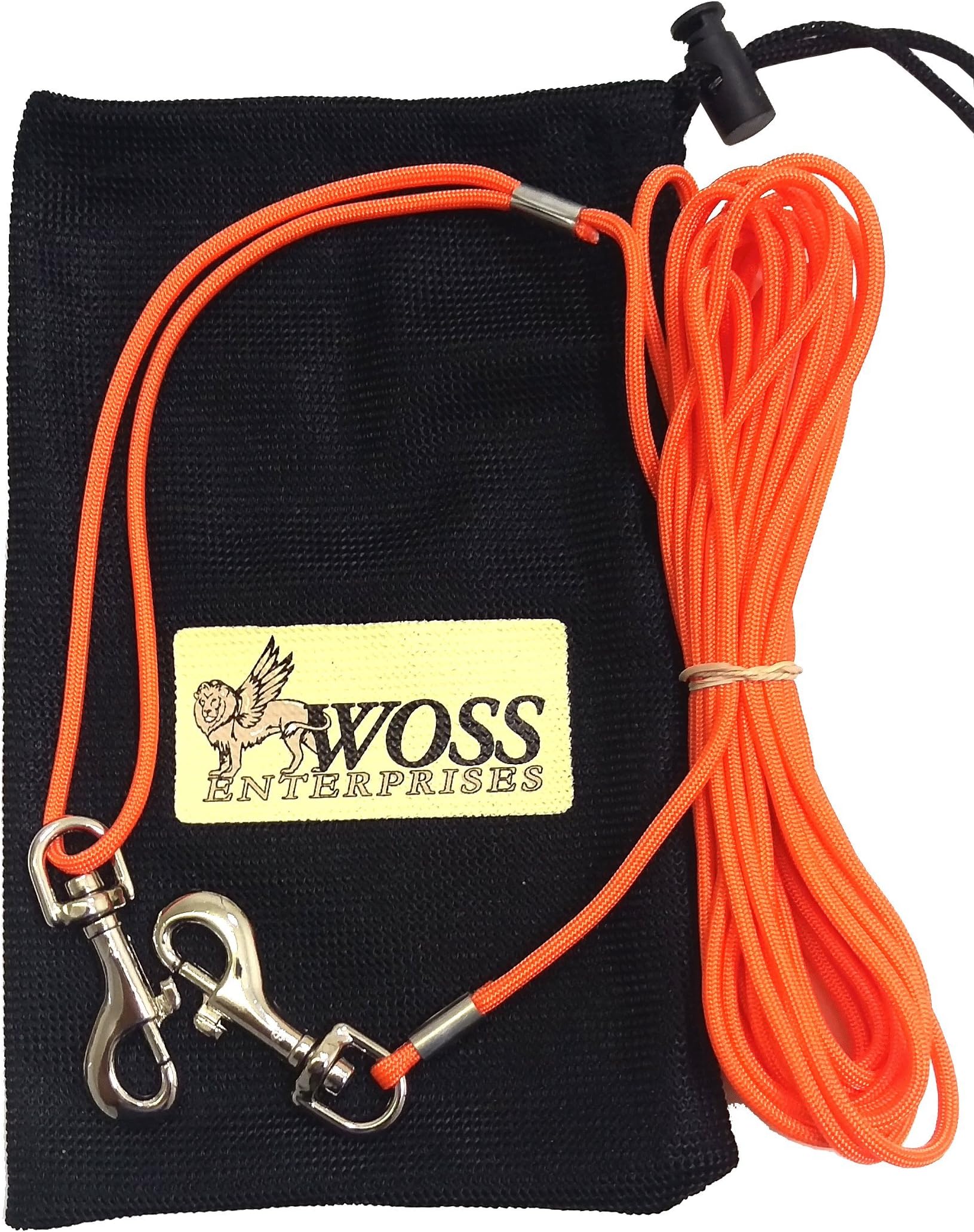 Leashinabag Lightweight 30 Ft. Neon Orange Paracord Pet Tie-Out with Handle Loop. For Dogs up to 35 Pounds. 100% USA Made.