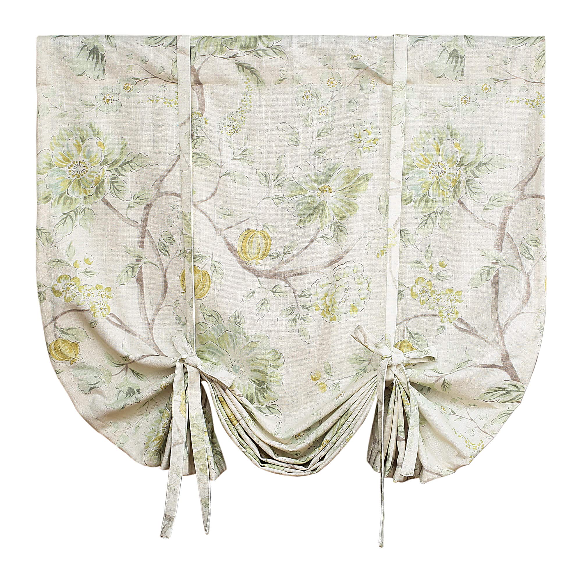 Leeva Green Tie Up Valances Curtains for Living Room, Watercolor Floral Thermal Insulated Adjustable Balloon Rod Pocket Windows Shade for Dining Room, One Panel, 42 x 63