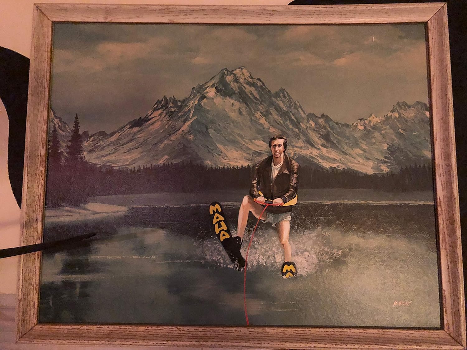 Original David Irvine The Fonz Redirected Thrift Store Original Fine Art Painting, Fonzie, Henry Winkler, Happy Days, Jump The Shark