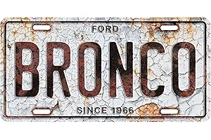 HangTime Ford Bronco Metal License Plate 6 x 12 with Rust Background