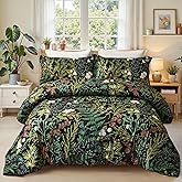keensoft King Comforter Set - 3 Pieces Botanical Bedding Comforter Set, 1 Soft Green Plant Flowers Comforter (104"x90") and 2 Pillow Shams(20"x36") Ultra-Soft Comfort Suitable for All Seasons