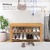 SMIBUY Bamboo Shoe Rack Bench 3-Tier Organizer Natural view 3