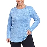 COOTRY Plus Size Workout Tops for Women Long Sleeve Shirts Breathable Moisture Wicking Athletic Gym Yoga Clothing