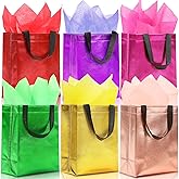 KeerxunBag 12pcs Reusable Gift Bags(Includes Tissue Paper) Gift bag with handle Birthdays Parties Holidays Weddings Medium 10x4x8in multicolor Gift Bags