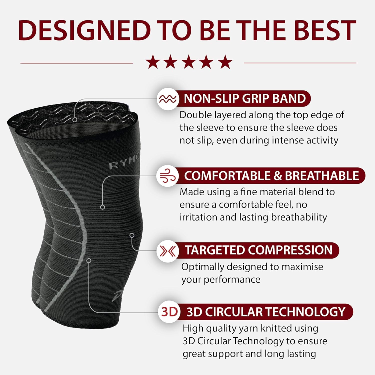 Rymora Knee Supports for Men and Women, Compression Sleeves to Ease Knee Discomfort - Image 4