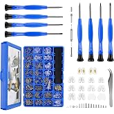 Upgrade Version Magnetic Eye Glass Repairing Kit, Eyeglass Repair Tool Kit with Compact Screw Box Include Nose Pads, Precision Screwdriver Set, Screws, Tweezer for Eyeglass, Sunglass, Spectacles Watch