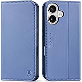 SHIELDON Real Leather Case Wallet for iPhone 17 6.3-inch 5G 2025 | Magnetic Closure | Folio | RFID Blocking Card Holder | Kickstand | Soft Shockproof Phone Cover | Wisteria Purple