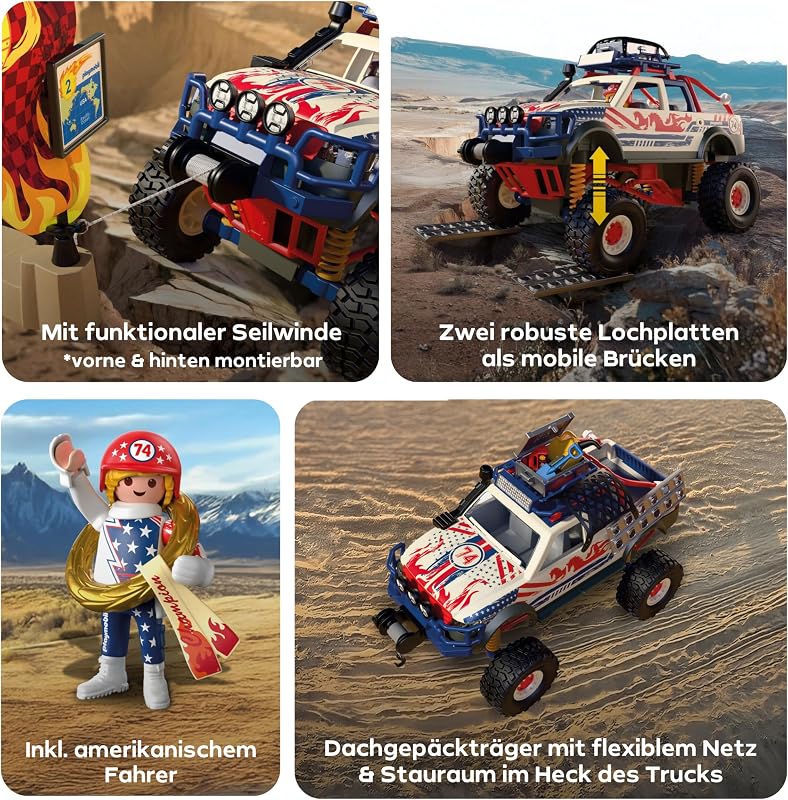 | Cars | Offroad Truck | Geländewagen mit Seilwinde und Brückenplatten | Auto Kinder Spielzeug ab 4 Jahren | 72061