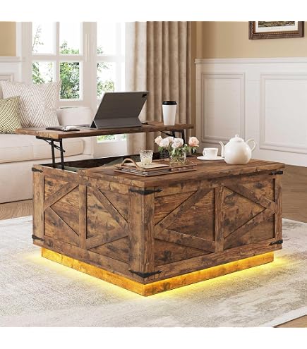 Amazon.com: Jocoevol Farmhouse Lift Top Coffee Table, Square Wood