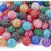 Beadthoven 100pcs 20mm Resin Rhinestone Beads for Pens, Sparkly Disco Ball Plastic Chunky Bubblegum Big Bling Diamond Focal for DIY Jewelry Making Keychain Bracelets Necklace Crafts