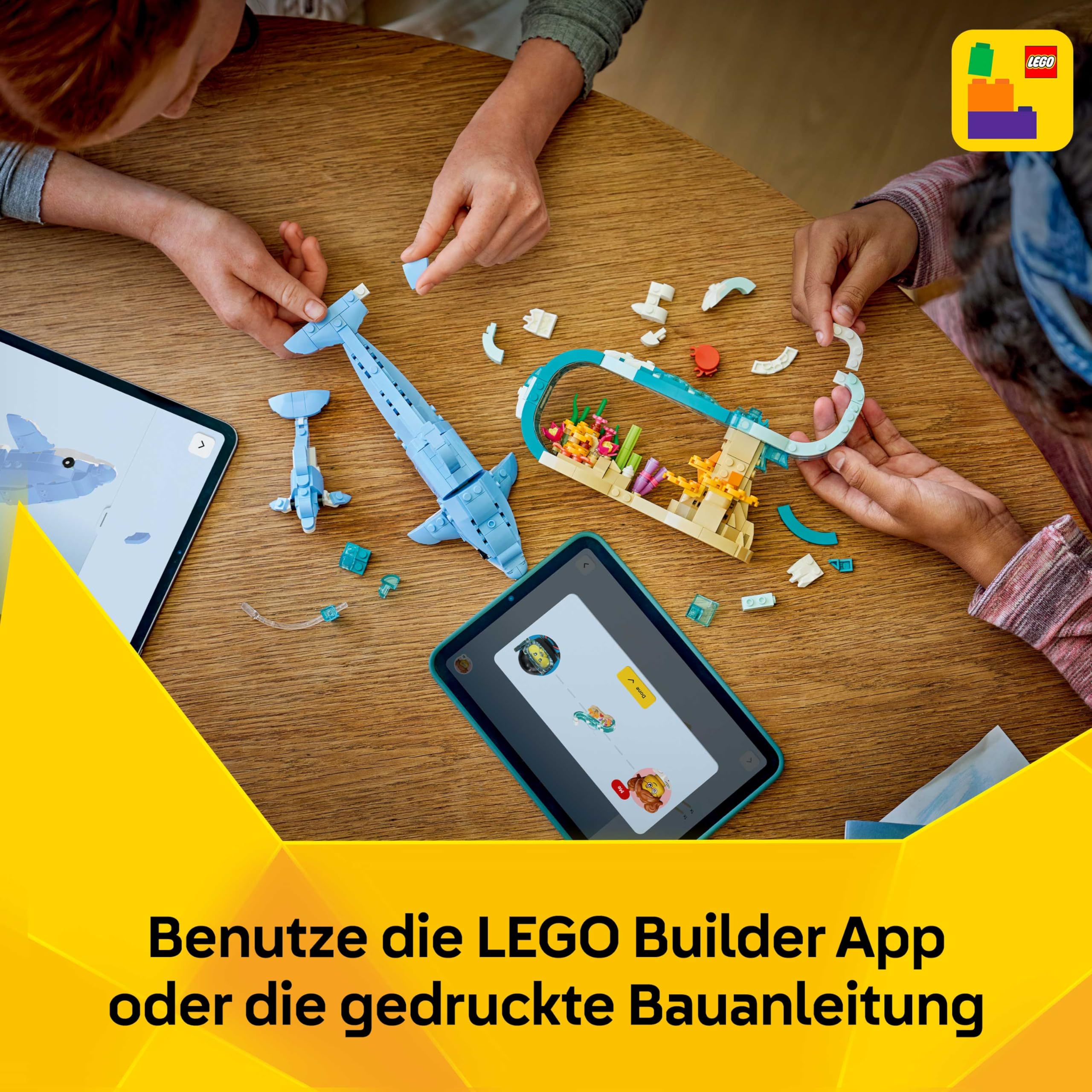 LEGO Creator 3-in-1-Set Meerestiere: Wunderschöne Delfine - Tierfiguren - Set mit 3 Optionen: Delfine, Seepferdchen & Krabbe - Spielzeug für Kinder ab 9 Jahren - Geschenk für Mädchen & Jungen - 31385 7