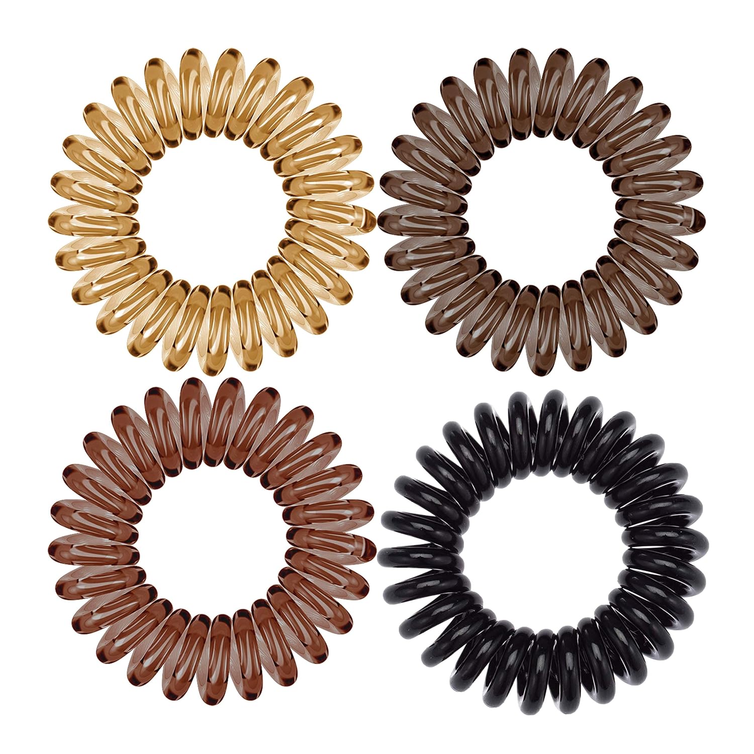 Kitsch Spiral Hair Ties, Coil Hair Ties, Phone Cord Hair Ties, Hair Coils - 8 Pcs, Brunette : Beauty