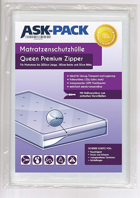 Amazon De Ask Pack Premium Matratzenschutzhulle Queen Mit Reissverschluss Fur 160cm Breite Bis 30cm