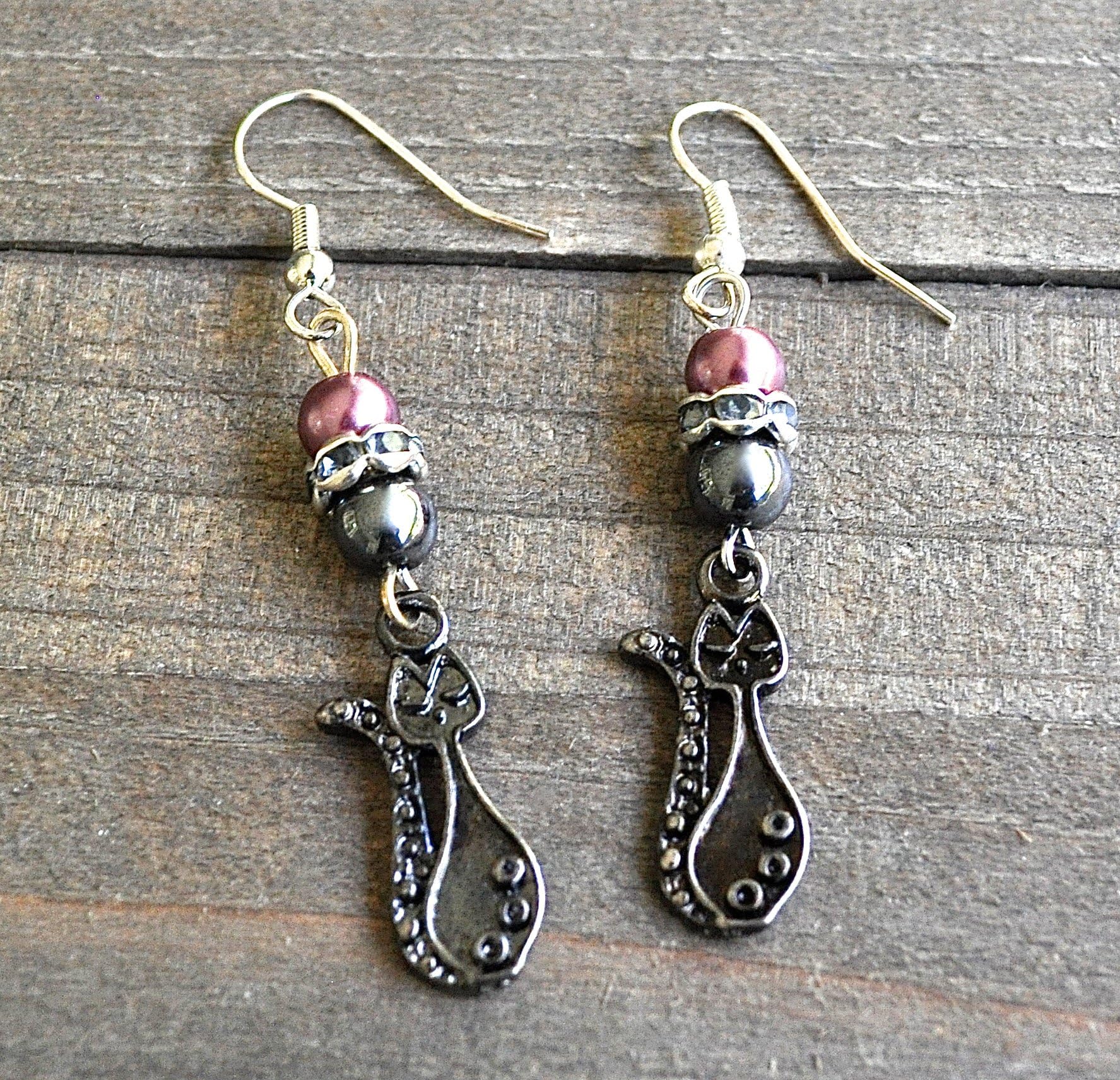 Black Cat Earrings Halloween Earrings - Black Cat Jewelry - Halloween Jewellery - Witches Cat - Pagan Cat - Black cat jewellery- Cat Goddess