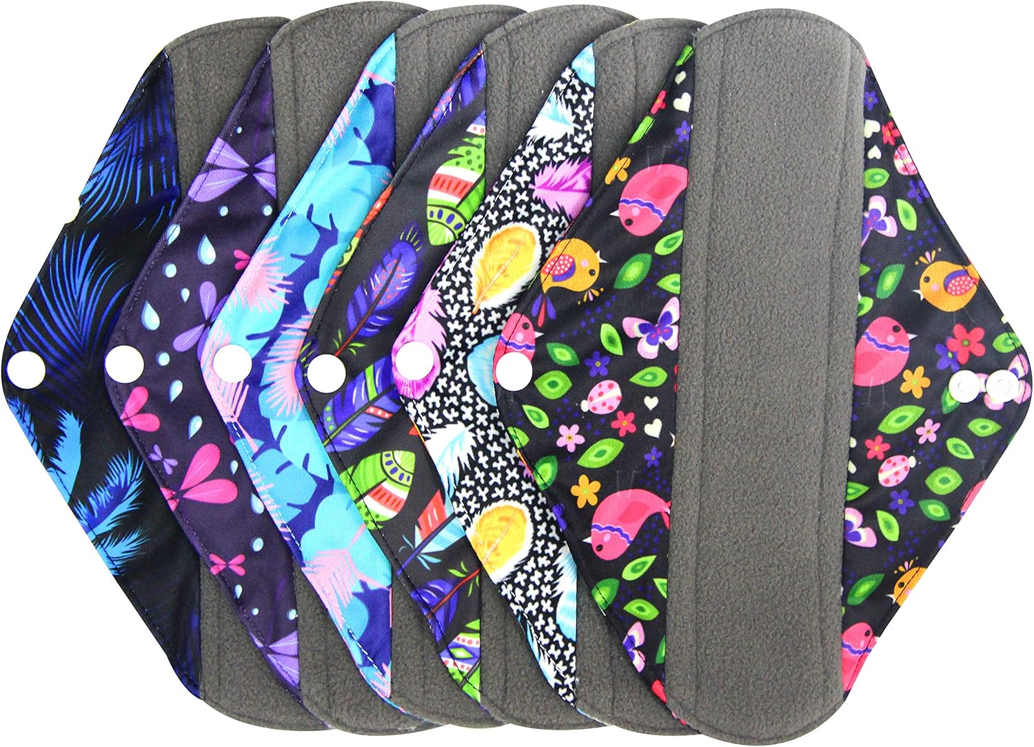 7pcs Set 1 pc Mini Wet Bag +6pcs Absorbent Reusable Sanitary Pads/Washable Bamboo Cloth Menstrual Pads (M,Feather): Health & Personal Care