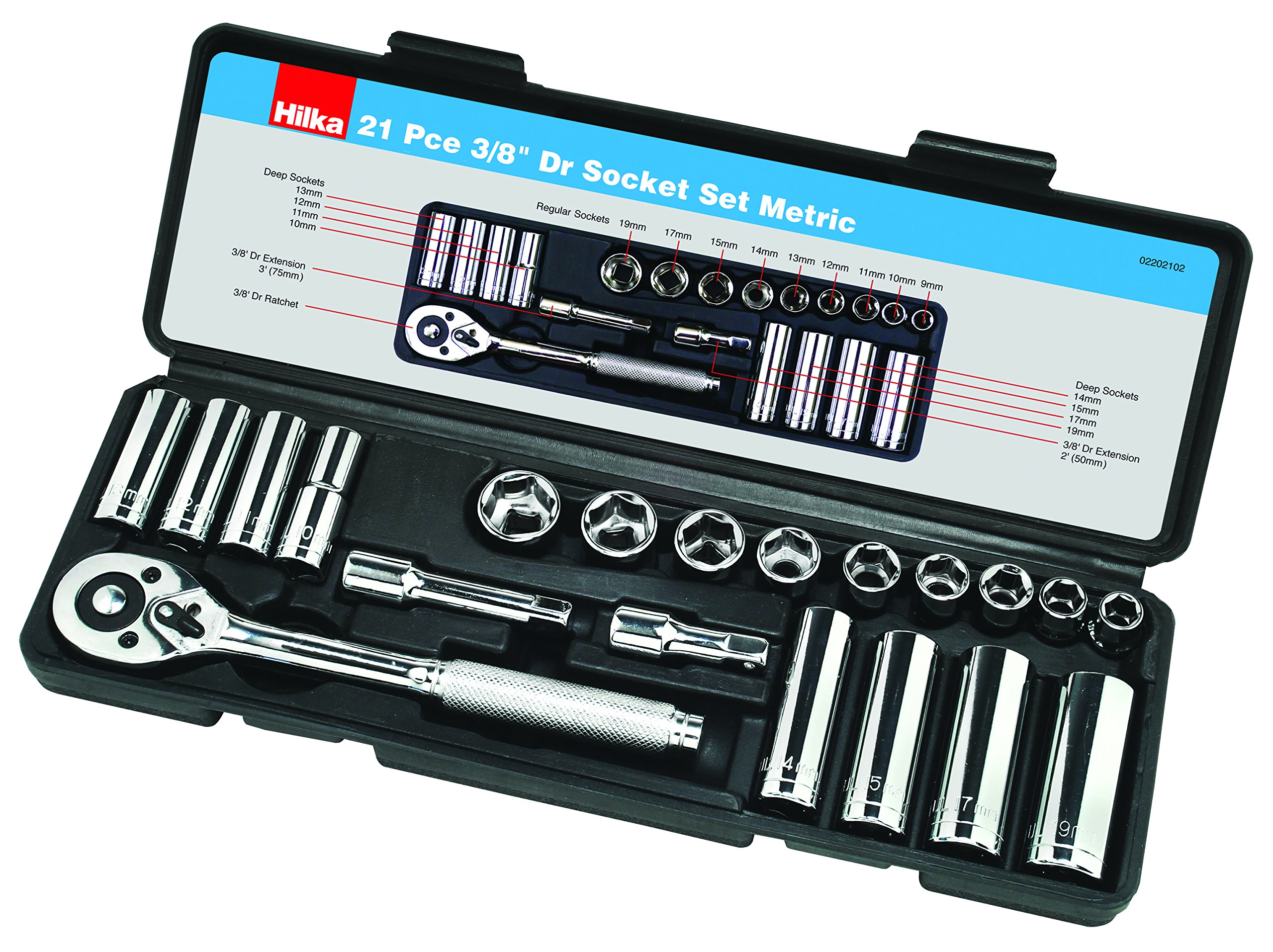 21PC 3/8" Drive Socket Set Metric