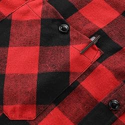 ZITY Men's Flannel Hoodie Shirts Casual Button Down
