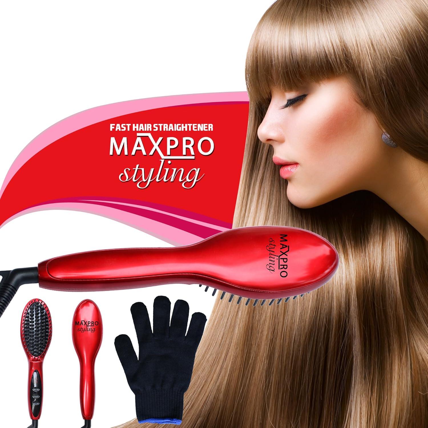 Hair Straightener Brush StraighteningIron by Maxpro Beauty