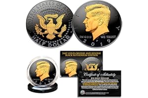 MERRICK MINT 2019 Black Ruthenium JFK Half Dollar U.S. Coin 2-Sided 24K Gold (P-Mint)