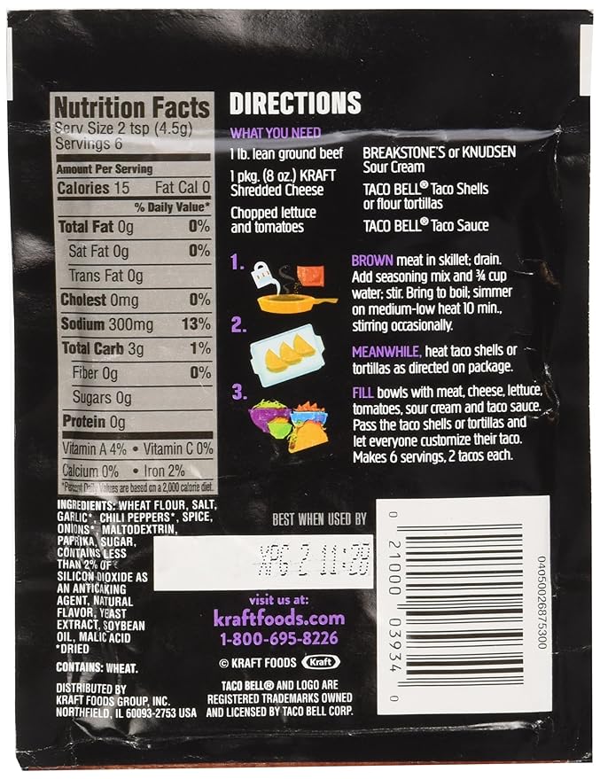 Amazon Com Taco Bell Taco Seasoning Mix 1oz 6 Packets Mexican Seasoning Grocery Gourmet Food