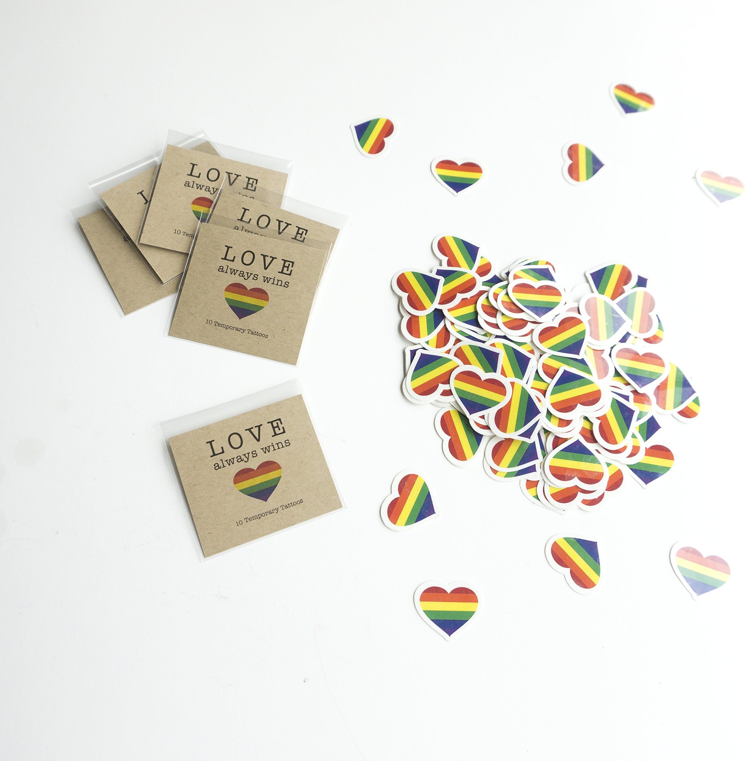 Pride Rainbow Heart Temporary Tattoos