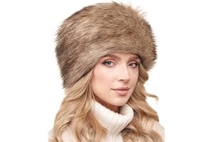 Futrzane Classic Cossack Hat - Faux Fur Hats for Women - Warm Furry Russian Hat