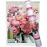 Pink Picasso Botanical Floral Paint by Number Kit for Adults & Teens | DIY Canvas 16x20 Acrylic Painting Kit Sets, Color by Numbers, Drawing, Arts & Crafts, As Seen On Shark Tank (Blushing Bloom)