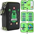 Minecraft Filled Pencil Case for Kids with Multiple Compartments, Stationery Included - School Supplies